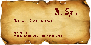 Major Szironka névjegykártya